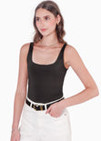 Body de tiras con escote cuadrado color negro para mujer - Flashy