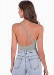 Body de un solo hombro color verde para mujer - Flashy