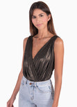 Body drapeado con escote cruzado para mujer - Flashy