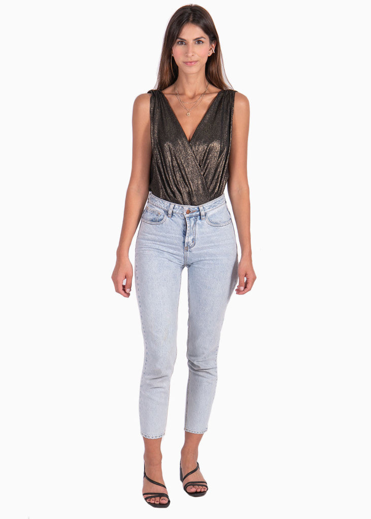 Body drapeado con escote cruzado para mujer - Flashy