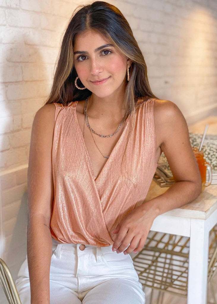 Body drapeado con escote cruzado para mujer - Flashy