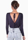 Body drapeado manga larga para mujer - Flashy