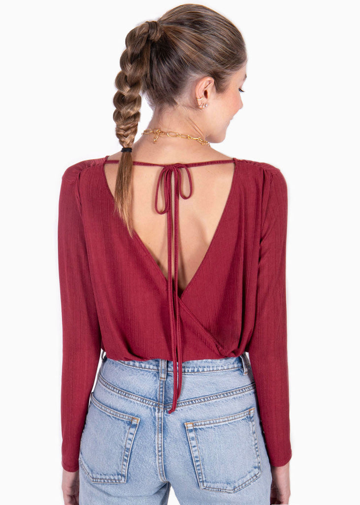 Body drapeado manga larga para mujer - Flashy