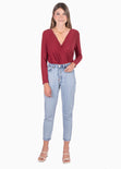 Body drapeado manga larga para mujer - Flashy