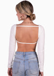 Body manga larga con espalda descubierta color blanco para mujer - Flashy