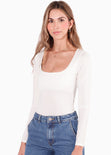 Body manga larga color blanco, marfil para mujer - Flashy