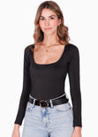 Body manga larga color negro para mujer - Flashy