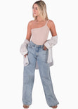 Body sin mangas con cruce en escote color rosado para mujer - Flashy