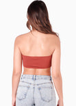 Body strapless con abertura en costados color terracota para mujer - Flashy