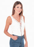 Body manga sisa con encaje en frente para mujer flashy