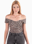 Body off shoulder con estampado de animal print para mujer - Flashy