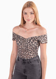 Body off shoulder con estampado de animal print para mujer - Flashy