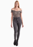 Body off shoulder con estampado de animal print para mujer - Flashy