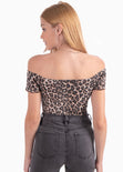 Body off shoulder con estampado de animal print para mujer - Flashy