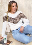Buzo con corte y estampado de animal print color blanco, marfil para mujer - Flashy