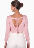 Buzo con escote cruzado y espalda descubierta color rosado para mujer - Flashy