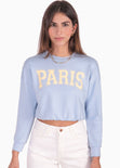 Buzo corto con estampado "Paris" color azul para mujer - Flashy