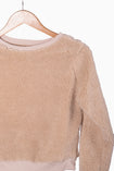 Buzo con pelo sintético manga larga color beige para mujer - Flashy