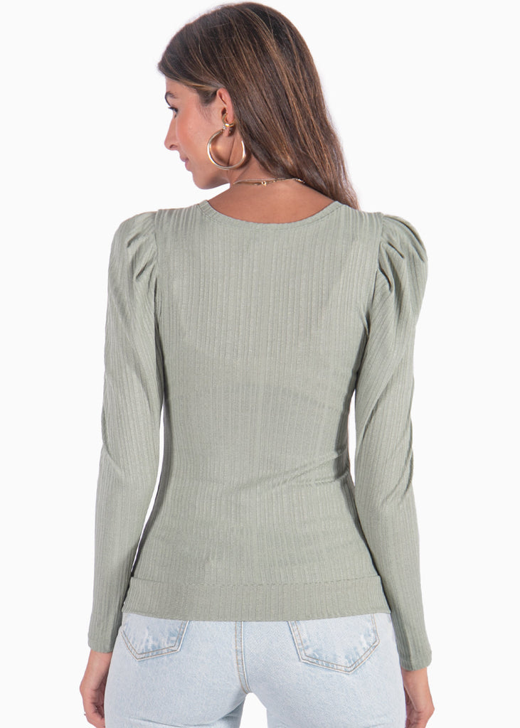 Buzo con recogido en mangas y hombreras color verde para mujer - Flashy
