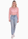 Buzo corto con estampado "Malibu" color rosado para mujer - Flashy