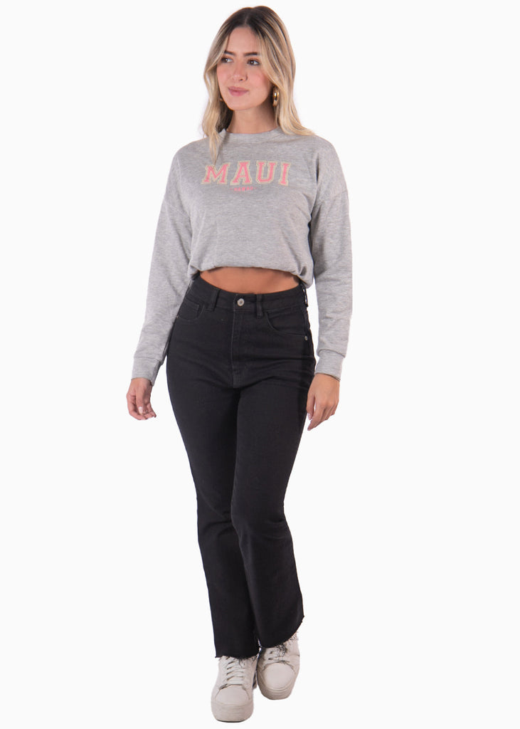 Buzo corto con estampado "Maui" color gris para mujer - Flashy