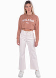 Buzo corto con estampado "Milano" color café, camel para mujer - Flashy