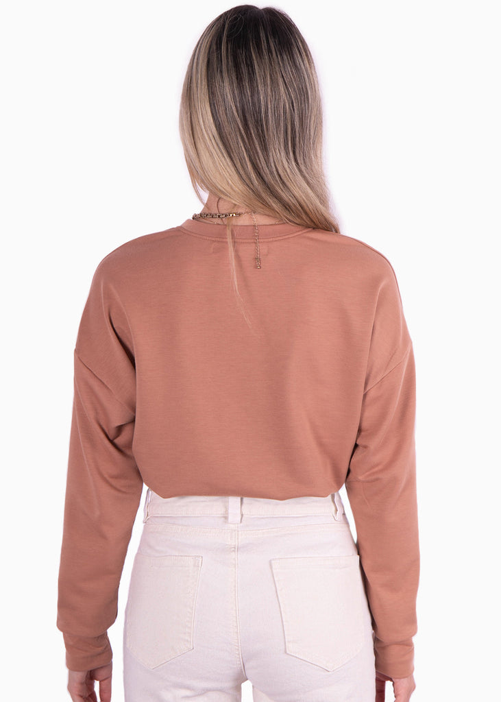 Buzo corto con estampado "Milano" color café, camel para mujer - Flashy