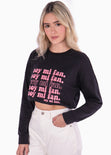 Buzo corto con estampado "soy mi fan" color negro para mujer - Flashy