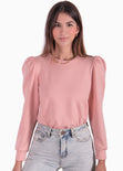 Buzo manga larga con hombreras color rosado para mujer - Flashy