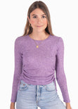 Buzo manga larga con recogido en laterales color lila, morado para mujer - Flashy
