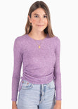 Buzo manga larga con recogido en laterales color lila, morado para mujer - Flashy