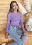 Buzo manga larga con recogido en laterales color lila, morado para mujer - Flashy