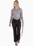 Buzo manga larga con recogido en laterales color gris para mujer - Flashy
