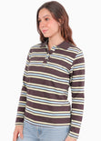 Buzo tipo polo a rayas con cuello y perilla en contraste - WISCONSIN