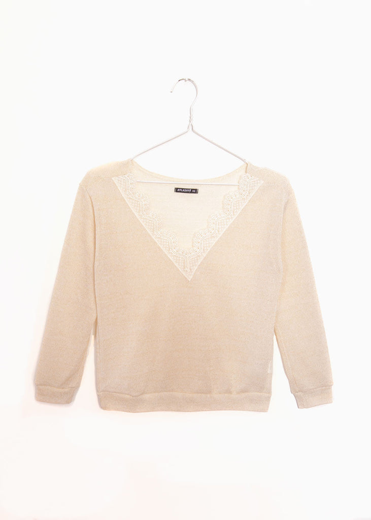 Buso con escote en gipiure para mujer - Flashy