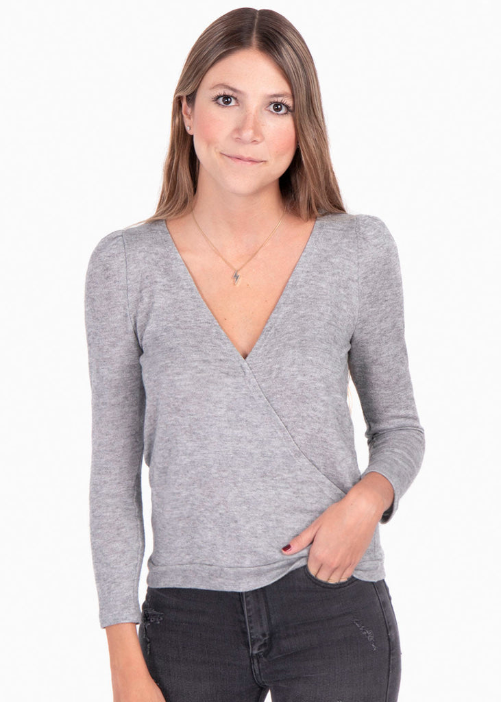 Blusa cruzada con hombreras para mujer - Flashy