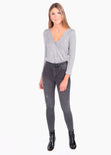 Blusa cruzada con hombreras para mujer - Flashy