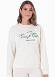 Buzo con estampado "Country Club" color marfil para mujer - Flashy