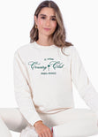 Buzo con estampado "Country Club" color marfil para mujer - Flashy