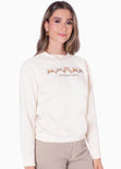 Buzo con estampado de gatos color blanco, marfil para mujer - Flashy