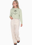 Buzo crop con bordado "Le Mónaco aesthetic" color verde para mujer - Flashy