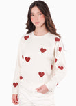 Buzo estampado de corazones color blanco, marfil para mujer - Flashy