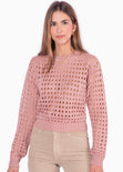 Buzo tejido desagujado color rosado para mujer - Flashy