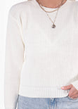 Buzo tejido manga larga color blanco, marfil para mujer - Flashy