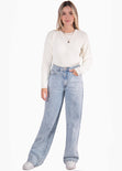 Buzo tejido manga larga color blanco, marfil para mujer - Flashy