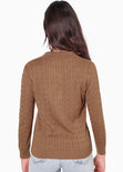 Buzo tejido tipo polo color café para mujer - Flashy
