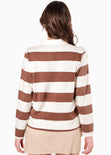 Buzo tipo polo con estampado de rayas color café para mujer - Flashy