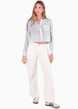 Camisa crop manga larga con botones - KIANA.RAYAS