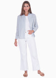 Camisa de botones manga larga con rayas color azul para mujer - Flashy
