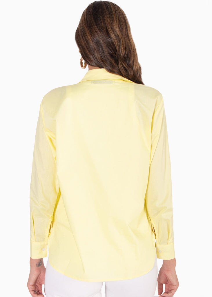 Camisa de botones manga larga color amarillo para mujer - Flashy
